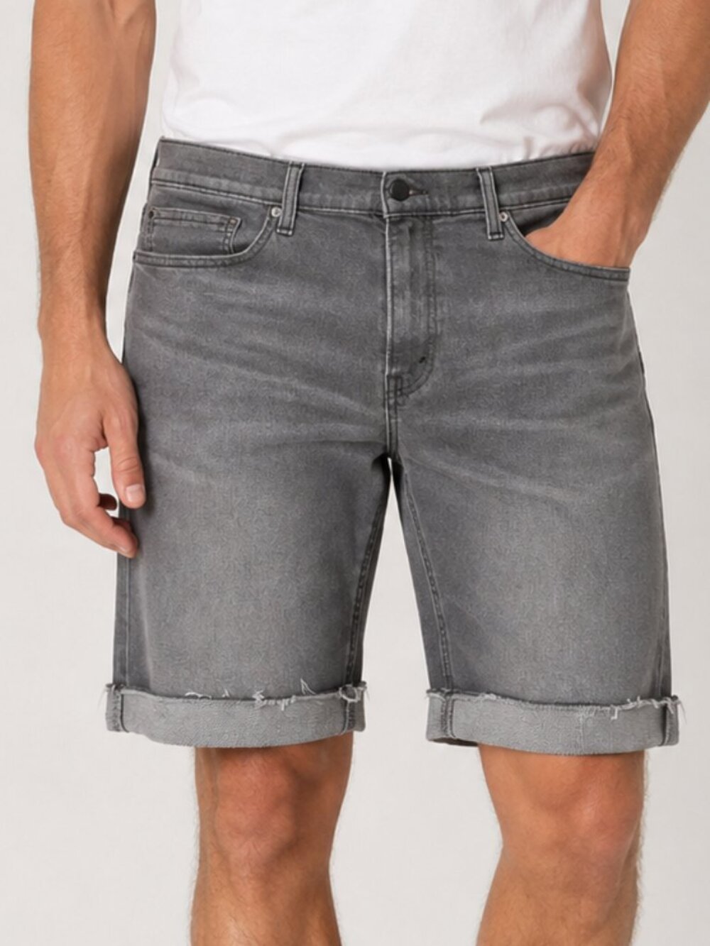 Signature by Levi Strauss Men's Gray Denim Shorts W38 Cuffed Hem Jean Shorts